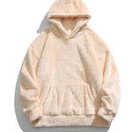 KZZ Men's Solid Pocket Long Sleeve Fuzzy Hoodie
