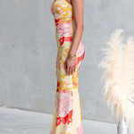 Sleeveless Floral Print Bodycon Maxi Dress