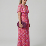 Juna | Short Sleeve Ditsy Floral Print Midi Dress