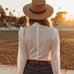 Western-style White Lace Button-down Shirt