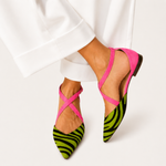 Vanessa | Two-Tone Cross Strap Ballet Flats