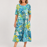 ELENA™ - ELEGANT FLORAL SUMMER MIDI DRESS