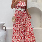 Strapless Tube Marine Life Print Maxi Dress