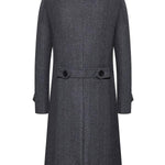 KZZ Men's Solid Color Trench Coat Double Button Windproof Jacket