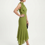 Winifred | Draped Halter Keyhole Midi Dress