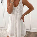 Margovil Lace Floral Buttons Swing Tank Dress