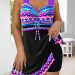 Freya | Printed Purple Drawstring Swimsuit