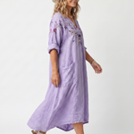 Tavi | Oversized Embroidered Floral Midi Dress with Pockets