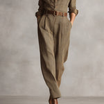 Women's Brown Sophisticated Tweed - Texture Plaid Utility Jumpsuit