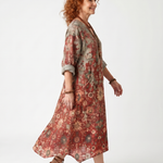 Saffron | Mixed Print Oversized Midi Dress with Pockets