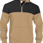 KZZ Men's Fall/Winter Patchwork Design Casual Stand-Up Collar Zipper Hoodie Sweatshirt