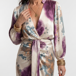 Valentina | Cross Wrap Tie Waist Printed Midi Dress