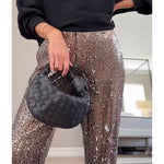 Glam High Rise Sparkly Sequin Joggers