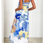 Margovil Pocketed Side Slit Printed Maxi Cami Dress