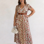 Lyra | Elegant Floral V-Neck Midi Dress