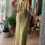 Tie Dye Scoop Neck Irregular Cami Top High Waist Maxi Skirt Set