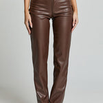 Margovil High Rise Pocketed Casual Faux Leather Pants