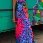 Margovil Criss Cross Backless Tie Dye Maxi Cami Dress