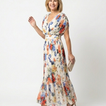 Savannah | Short Sleeve Pleated Floral Midi Dress