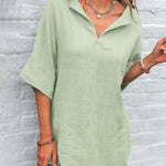 Nadorine Tunic Tops Sexy V Neck Short Sleeve Blouses Casual Loose Fit Plain T-Shirts