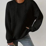 Nadorine Cable Knit Drop Shoulder Sweatshirt