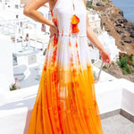 Island Evenings Gradient Print Tassel Halter Maxi Dress