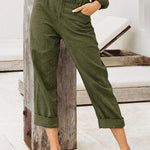 Summer Elegant Harem Pants Elastic Waistband Solid Color Light Beach Trousers