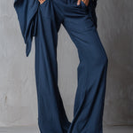 Bohemian Off-the-shoulder Top & Straight-leg Pants Set With Lace Trim