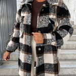 Plaid Pattern Mid-length Button-up Shirt Jacket