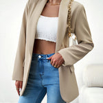 Nadorine Casual Blazers Open Front Long Sleeve Work Office Blazer Jacket