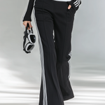Sporty And Stylish Stand-up Collar T-shirt And Flared Pants Set