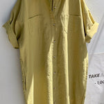 Oversized Button Down Maxi Shirt Dress Short Sleeve Side Split Casual Loose Solid Tunic Dress