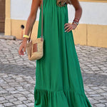 Sleeveless pleated European loose dress with straps