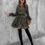 Striped Lantern Sleeve Dress