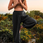 Loose wide leg trousers with leggings and sports trousers