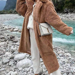 Irregular Single Breasted Lapels Womens Long Fur Coat
