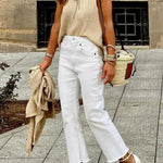 Light Gold Shiny Silk Knit Suspender + Cardigan Two-Piece Set
