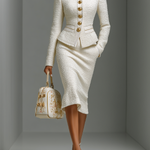 Women's White Chanel-style Tweed Business Set