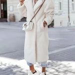 Irregular Single Breasted Lapels Womens Long Fur Coat