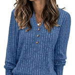 Mira ��� Soft Ribbed V-Neck Knit Top