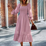 Nadorine Women's Bell Sleeve Shirred Bodice Ditsy Dress