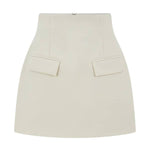 High-waisted A-line Suit Skirt with Patch Pockets