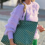 Purple tassel design loose sweater