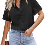Short Sleeve Blouses Lightweight Loose Top - Nadorine (Us Only)