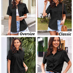 Short Sleeve Blouses Lightweight Loose Top - Nadorine (Us Only)