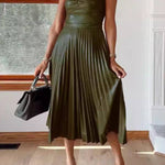 Strapless Ruched Pleated Dress
