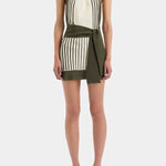 Summer Event⁠ Striped Beads Cowl Neck Backless Tie-up Mini Dress