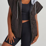 Fall and Forever Zipper Pocket Hooded Quilted Cotton Vest