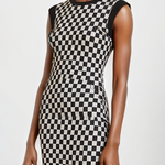 Bodycon Mermaid Contrast Color Plaid Pleated Round-Neck Midi Dresses Sweater Dresses