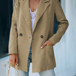 Nadorine Double Breasted Button Down Office Work Wear Solid Blazer Jacket